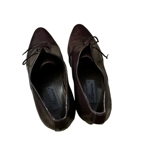 Basini Men's Burgundy Leather Upper Pointed Toe Oxfords Shoes Size 12 - Picture 2 of 6